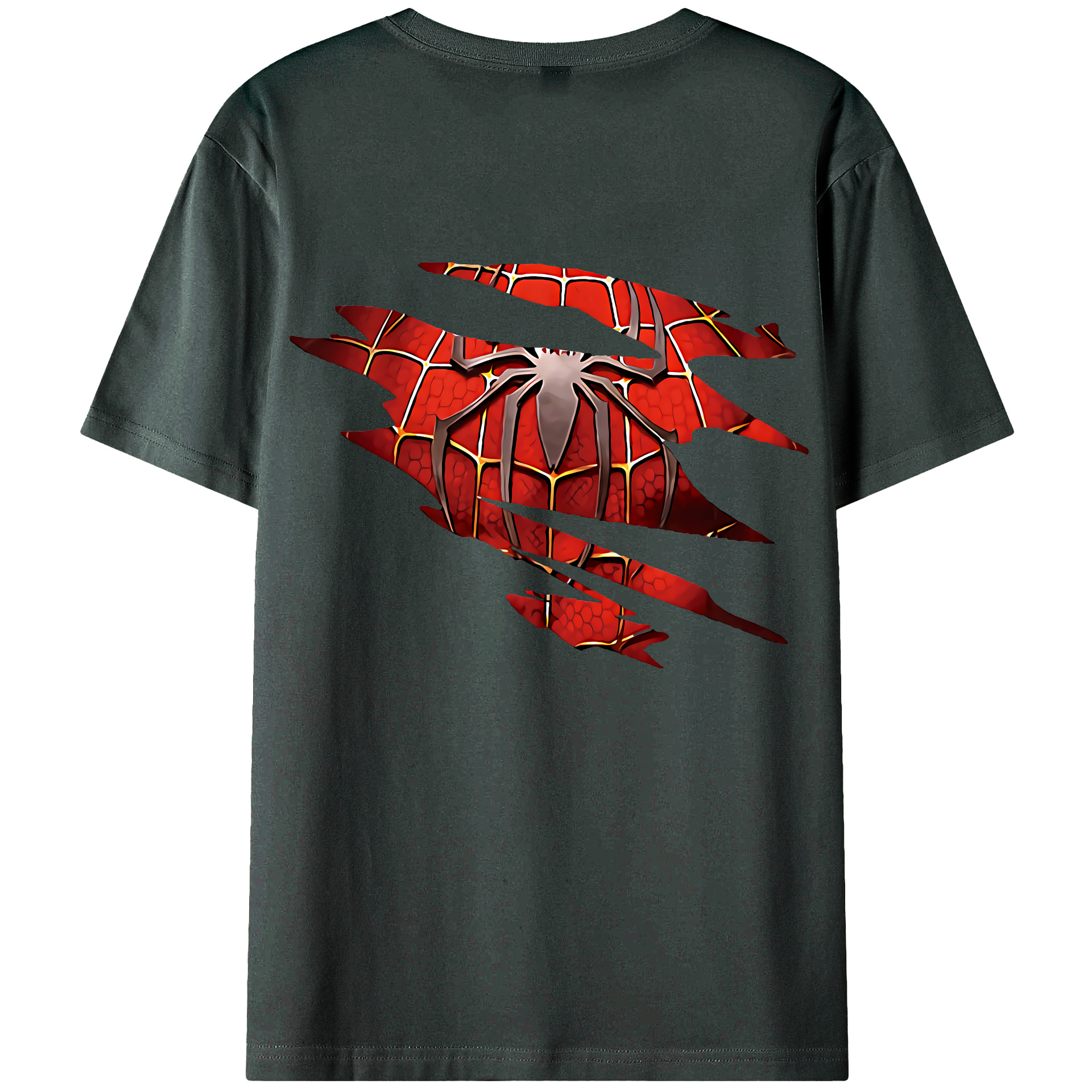 （画像用） Spider Man スパイダーマン 綿100％ メンズ半袖Tシャツ（バックプリント） 通気性